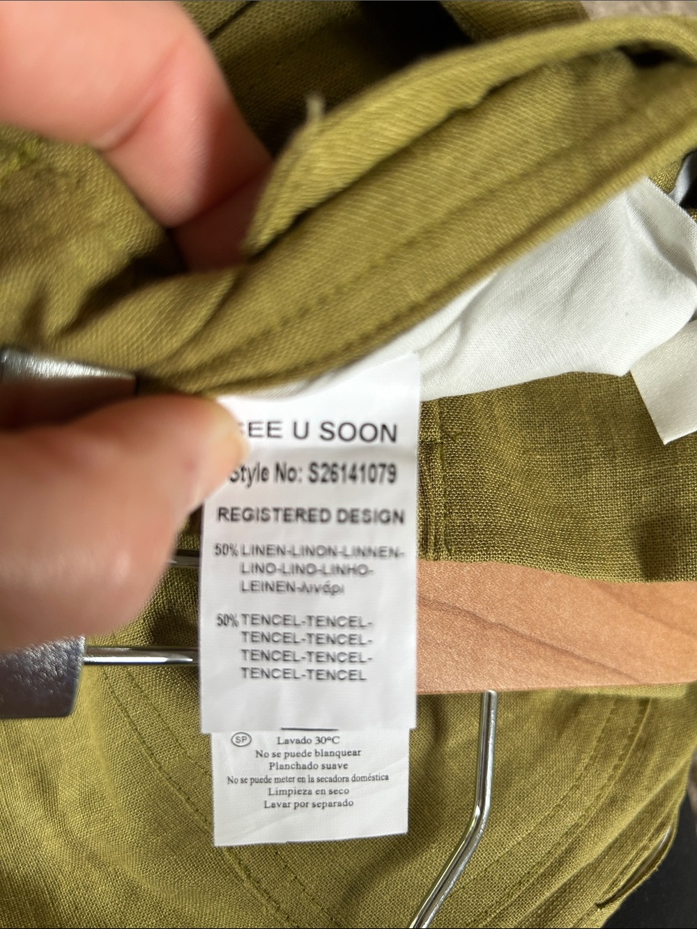 See You Soon | Olive Green Pleated Linen Blend Shorts - Picture 7 of 10